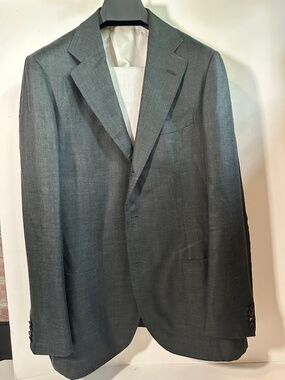 SuitSupply unconstructed linen Dark green Blazer Size: 44L